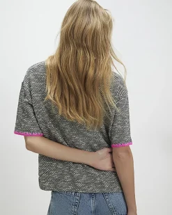 Black Herringbone Whipstitch T-Shirt