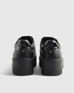 Black Lace Up Flatform Trainers