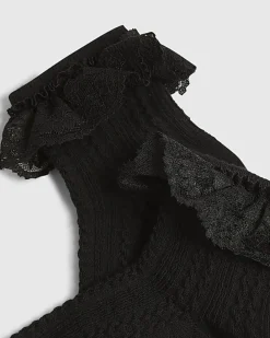Black Large Lace Frill Socks