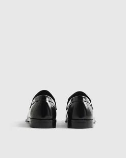 Black Leather Snaffle Loafers