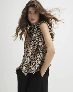 Black Leopard Pussybow Blouse