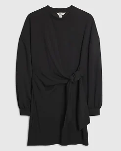 Black Long Sleeve Knot Side Mini Dress