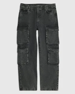 Black Loose Fit Cargo Jeans