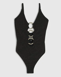 Black Metallic Ring Swimsuit