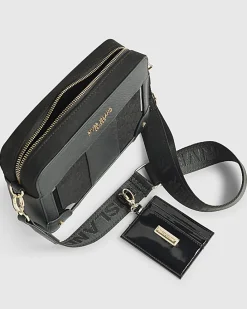 Black Monogram Panelled Cross Body Bag