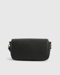 Black Monogram Print Cross Body Bag