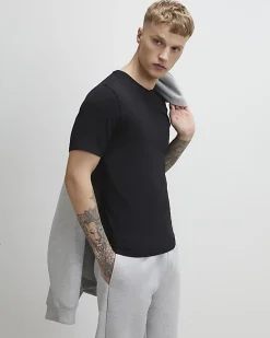 Black Muscle Fit Essential V Neck T-Shirt