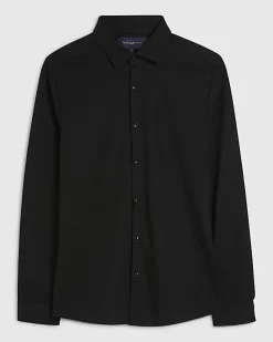 Black Muscle Fit Stretch Pique Smart Shirt