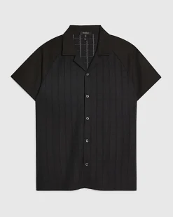 Black Muscle Fit Textured Short Sleeve Shirt