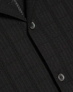 Black Muscle Fit Textured Short Sleeve Shirt