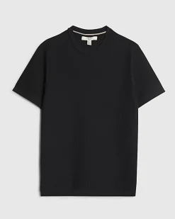 Black Muscle Fit Textured Knit T-shirt