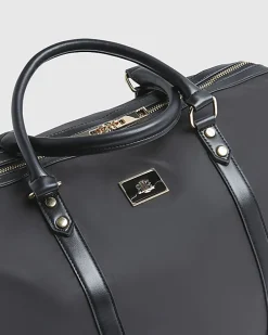 Black Nylon Barrell Travel Bag