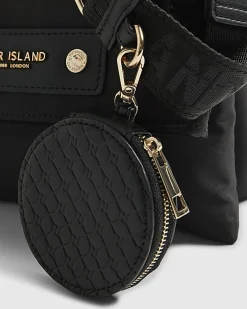 Black Nylon Flap Over Messenger bag
