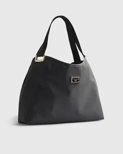 Black Nylon Slouch Shoulder Bag