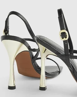 Black Open Back Heeled Sandals