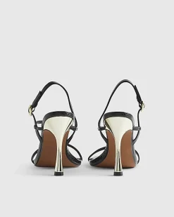 Black Open Back Heeled Sandals
