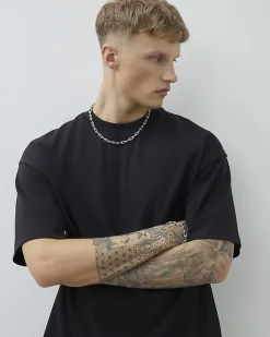 Black Oversized Fit Crew Neck T- Shirt