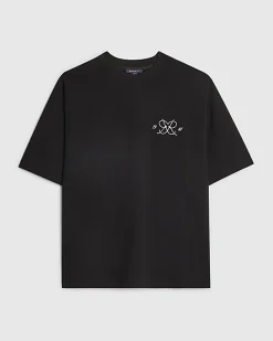 Black Oversized Fit Graphic Print T-Shirt