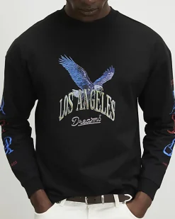 Black Oversized Fit LA Eagle T-Shirt