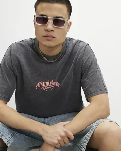 Black Oversized Fit Miami Nights T-Shirt