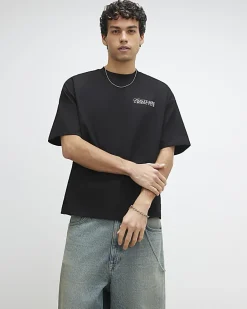 Black Oversized Fit Midweight Boxing T-Shirt