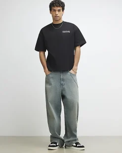 Black Oversized Fit Midweight Boxing T-Shirt