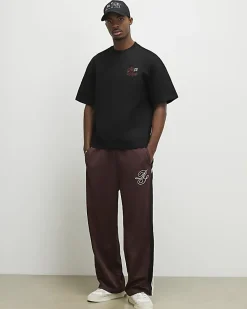 Black Oversized Fit Midweight Print T-Shirt