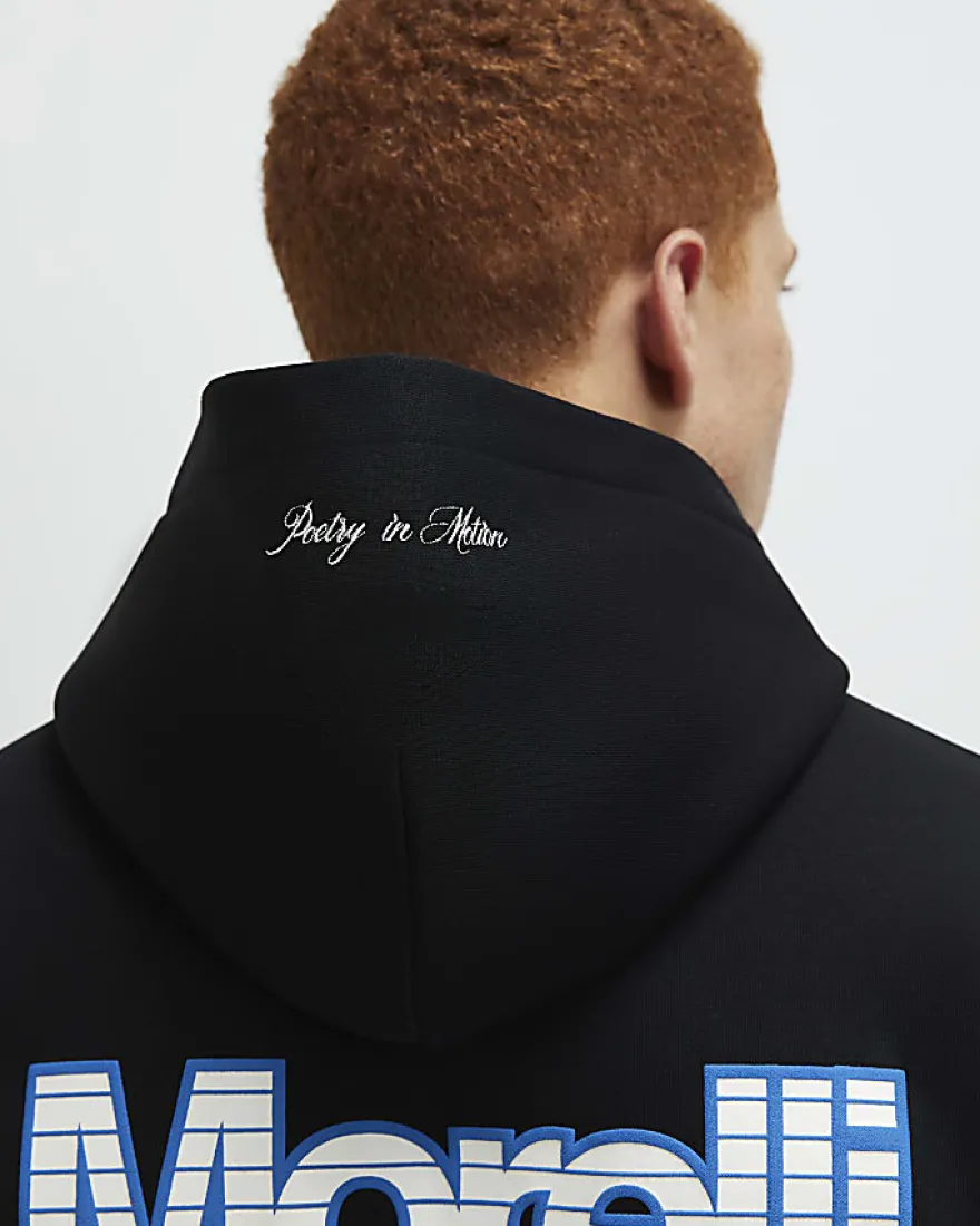 Black Oversized Fit Morelli Badged Car Hoodie