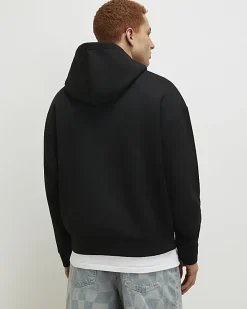 Black Oversized Fit Neoprene Hoodie