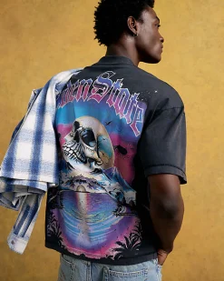 Black Oversized Fit Skull Graphic T-Shirt