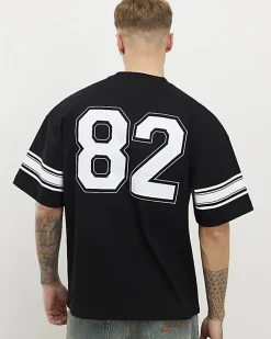 Black Oversized Fit Stripe 82 T-Shirt