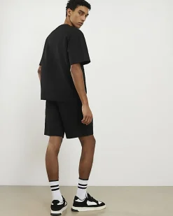 Black Oversized Fit T-Shirt and Shorts Set