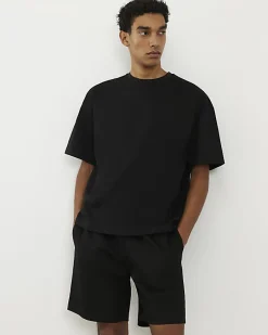 Black Oversized Fit T-Shirt and Shorts Set