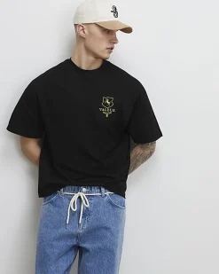 Black Oversized Fit Valeur Crest T-Shirt