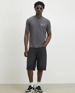 Black Oversized Fit Washed Surf City T-Shirt