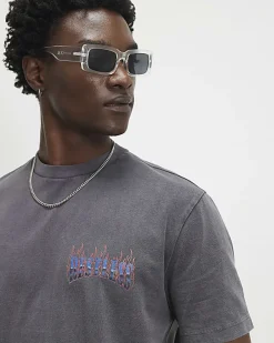 Black Oversized Fit Washed Surf City T-Shirt