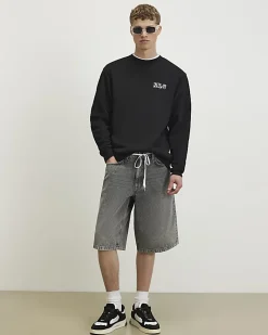 Black Oversized Tokyo Streets Mono Sweatshirt