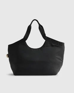 Black Padded Webbing Detail Shopper Bag