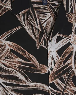 Black Palm Print Short Sleeve Shirt