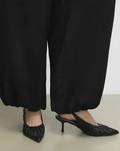 Black Panelled Mesh Slingback Court Heels