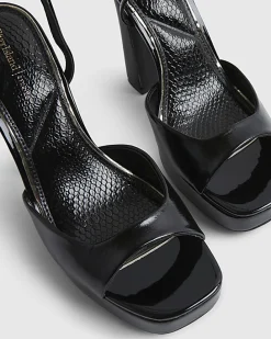 Black Platform Heeled Sandals