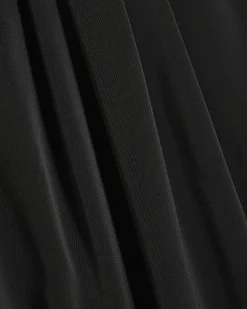 Black Pleated Neck Mini Shift Dress