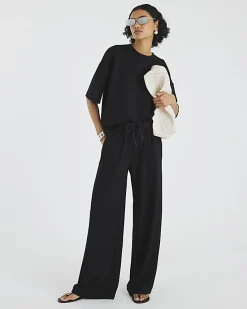 Black Premium High Waisted Wide Leg Joggers