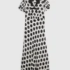 Black Premium Polka Dot Midi Dress