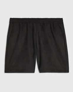 Black Pull On Faux Suedette Short