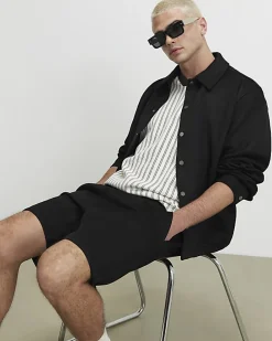 Black Pull On Faux Suedette Short