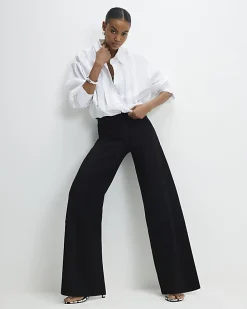 Black Pull-On Sculpt Palazzo Jeans