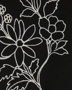 Black Regular Fit Floral Embroidered Shirt