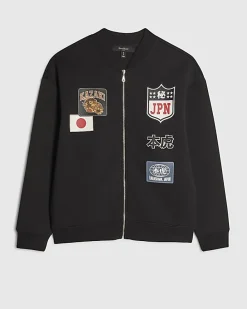 Black Regular Fit Kazaki Bomber Jacket