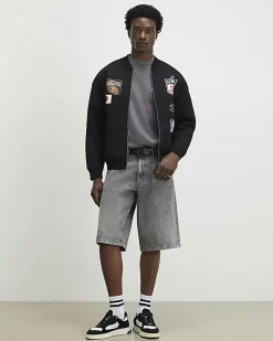 Black Regular Fit Kazaki Bomber Jacket